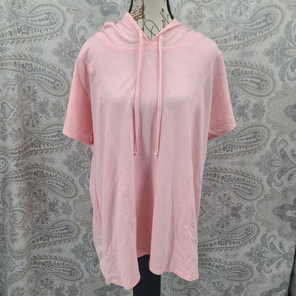 Lane Bryant hoooded pink tshirt Size 14/16 athleisure cozycore normcore